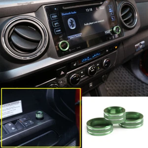 Green Rearview Mirror Adjust & Volume Knobs Ring for Toyo*ta Tacoma 2016-2019 - Picture 1 of 8