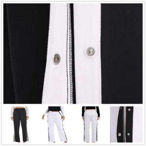 Women Color Block Wide Leg Sweatpants Elastic Waist Loose Fit Casual Sport Pants - Picture 1 of 31