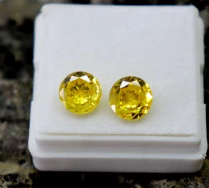 6mm Pair Round Cut Yellow Sapphire Certified Faceted Stone Earth Mined Sapphire - Picture 1 of 8