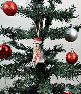 Siberian Husky Christmas Ornament Holiday Tree Decor Santa Hat Puppies Mitten 2D - Picture 1 of 4