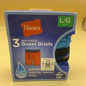 Hanes Cool Dri Boys Boxer Briefs 3 Pairs Size Lg 14-16 ~New~ - Picture 1 of 6