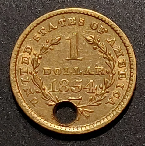 Antique 1854 $1 GOLD Liberty Type 1 Coin, From Olde New England Estate YOU GRADE Cover