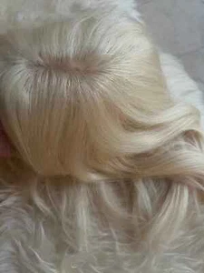TillStyle human Hair Topper clip in hair piece thinning crown Platinum Blonde - Picture 1 of 5