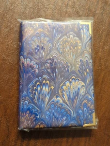 Miniature Address Note Book Marbled Peacock Design Made In Italy New In Package - Picture 1 of 5