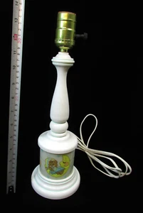 Vintage Sleepy Bear & Moon Dual White CHILD'S BEDROOM LAMP Light by Morgan Inc. - Picture 1 of 24