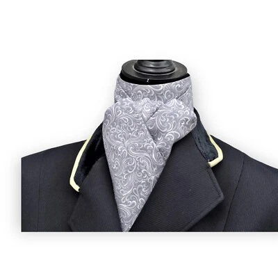 EQUESTRISNSBYLB Foxhunting Foxhunter Dressage Equestrian 4 Fold Stock Tie Grey
