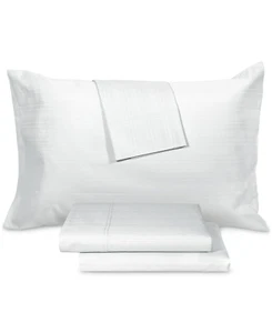 Aq Textiles WHITE Ultra Lux Thin Stripe 1000-Thread Count 4-Pc. Set, US King - Picture 1 of 1