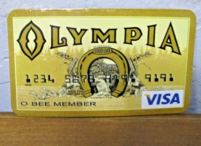 Rare! Promo! Olympia Beer~ Refrigerator Magnet ~Obee Member Visa~ Tumwater WA - Image 1 of 4