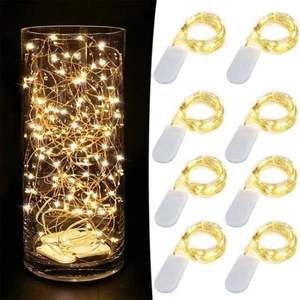 4-8Pack 20 LED 6.6ft Battery Operated Mini LED Copper Wire String Fairy Lights - Picture 1 of 16