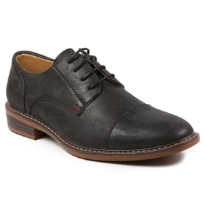 Zapatos de vestir clásicos Oxford negros con cordones con puntera de gorra para hombre - Imagen 1 de 5