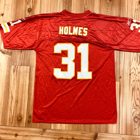Vintage Reebok Red Kansas City ChiefsPriest Holmes #31 Football Jersey Adult L Cover