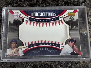 2007 UD Sweet Spot Dual Signatures SPDS-CO Tony Olivia Rod Carew 08/50 FADED - Picture 1 of 2