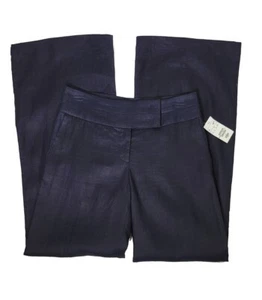 NWT H & M Navy blue Women's Linen wide leg pants Size 4 - Picture 1 of 8