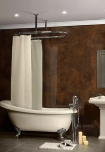 Oval Shower Curtain Rail with Centre Ceiling Fix Polished Chrome finish - Picture 1 of 4