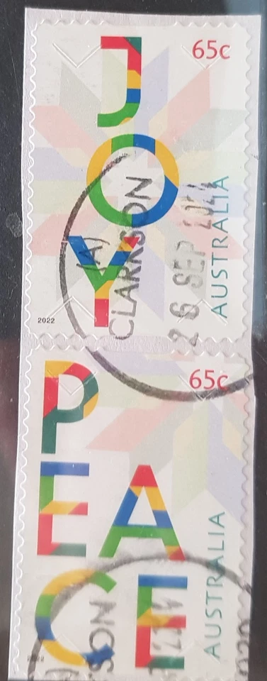 Australia 2022 Navidad Paz Alegría 2 Sellos 65c Finos Usados en Papel Foto 1 de 1