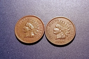 Centavos con cabeza de indio de alto grado de 1906 y 1907 - Imagen 1 de 2