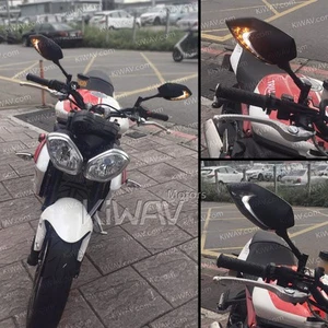 Black Motorcycle Mirrors LED DRL function for Honda PCX150 FORZA Silver Wing - Picture 1 of 12