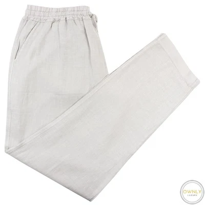 NWT Fedeli Stone 100% Linen Drawstring Unlined Flat Front Easy Pants 2XL - Image 1 of 4