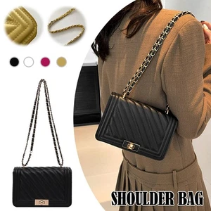 Sólido para mujer. Bolso de Hombro Acolchado Color, Bandolera de Cuero PU de Moda I8H1 - Imagen 1 de 28