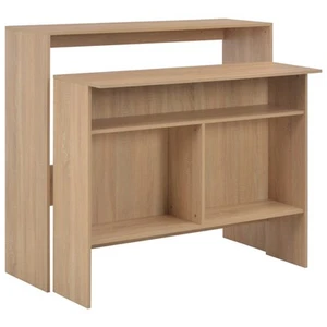 Stylish Oak Bar Table 130x40x120 cm, Engineered Wood, 2 Movable Tops, White - Picture 1 of 5