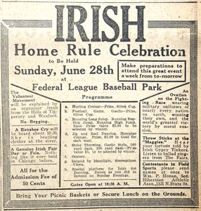 Pagina giornale Chicago 1914 - Pubblicità celebrativa della regola nazionale irlandese - Foto 1 di 2