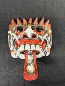 Vntg Original Traditional Carved Handmade Wooden Balinese Khon Balsa Wood Mask - Picture 1 of 14