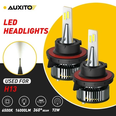 2PCS AUXITO High Power LED Headlight H13 9008 High Low Beams 6500K Bright Bulbs - Image 1 of 4