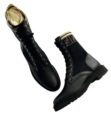 Botas de cuero Fendi Rockoko en negro Foto 1 de 4