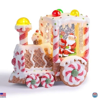 Linterna globo nieve tren pan de jengibre - Santa, efectos brillo, temporizador de 6 horas Foto 1 de 4