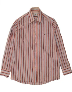LACOSTE Mens Shirt Size 41 Large Red Striped Cotton DB67 - Picture 1 of 3