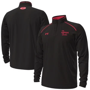 Para hombres Under Armour Negro Texas Tech Rojo Raiders Retro Cursiva Cuarto Cremallera - Imagen 1 de 3