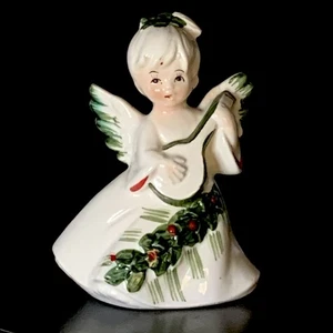 Figura de cerámica vintage de Navidad Lefton Musician Angel 6394 4" Japón - Imagen 1 de 13