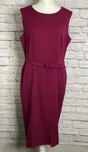 Anne Klein Women’s Size 14 Plum Sheath Sleeveless Dress W/Belt Career Business - Picture 1 of 6