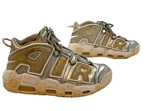 Size 7y Nike Air More Uptempo White Anthracite Snakeskin Sneakers (CQ4583-100) - Picture 1 of 7
