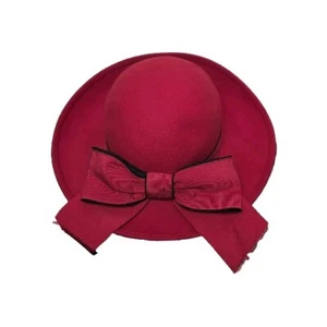 Vintage Michael Howard Wool Hat Georgi Red Felt Wide Brim Ribbon Derby Made USA - Picture 1 of 21