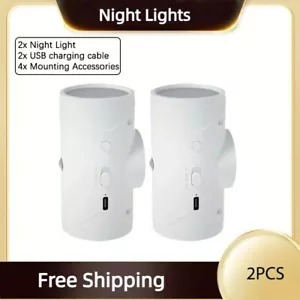 2Pcs LED Motion Sensor Night Lights Lamp Dusk to Dawn Hallway Kitchen Bathroom - Picture 1 of 8