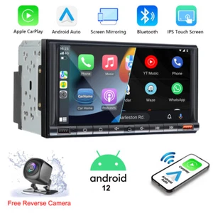 Android 12 Double 2Din Car Stereo 7" BT Wireless Apple Carplay/Android Auto+CAM - Picture 1 of 13