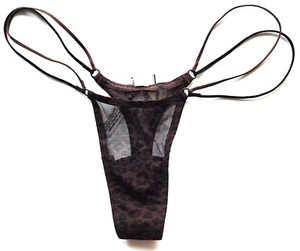 Victoria’s Secret PINK Limited Edition BLING Wink Strappy Thong Panty Brown S - Picture 1 of 2