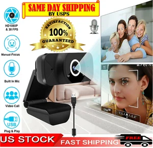 Beste 1080p Full HD USB Webcam Webkamera mit Mikrofon für PC Desktop & Laptop - Bild 1 von 7