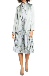 TED BAKER Highland floral print palm snake pleat midi skirt jersey work day 5 16 - Picture 1 of 12