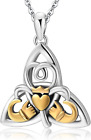925 Sterling Silver Irish Trinity Celtic Knot Necklace: Oxidized Good Luck Trisk