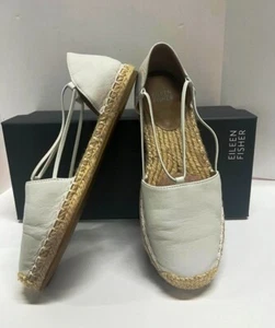 Eileen Fisher Women's Washed White Leather Espadrilles Shoes Sz US 6 - Picture 1 of 11
