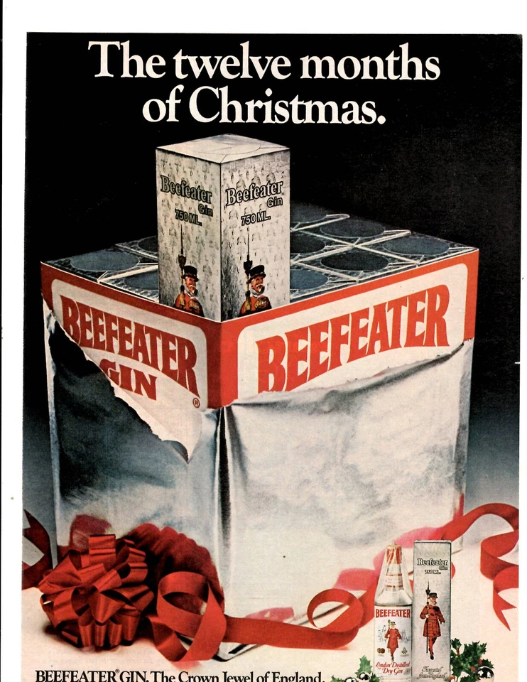 Anuncio impreso Beefeater Gin 1980 doce meses de Navidad corona joya de Inglaterra Foto 1 de 1
