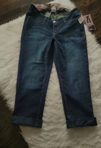 WOMENS MEDIUM MOTHERHOOD MATERNITY DENIM CUFFED CAPRIS - Picture 1 of 5