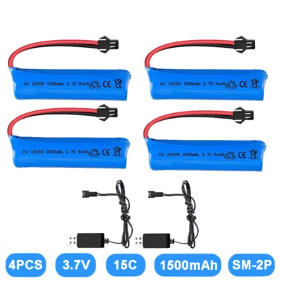 4PCS 3.7V 1500mAh 15C Rechargeable Li-ion Battery For RC Toys Airplane Car Boat - Image 1 of 4