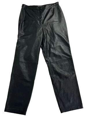 Vintage Mix It Women’s Leather Pants Size 14 Black Straight Leg High Waist - Image 1 of 4