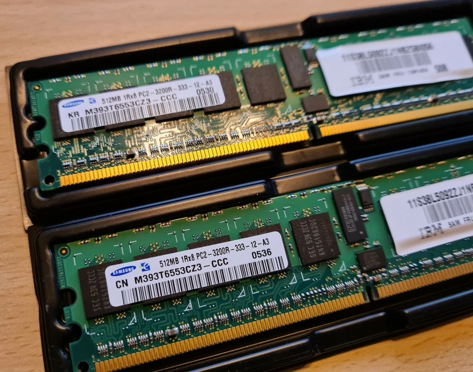 1GB (2x512MB) Samsung M393T6553CZ3-CCC IBM Memory RAM PC2-3200R-333-12-A3 - Image 1 of 1