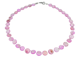 Halskette Kette Muschel Perlmutt  Scheibe Ø10mm rosa  405zz - Bild 1 von 8