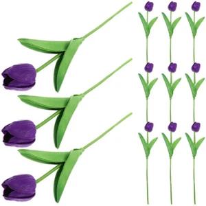 12 Pcs Artificial Flower Decoration Fake Tulips Bouquet Floral Stems - Picture 1 of 12