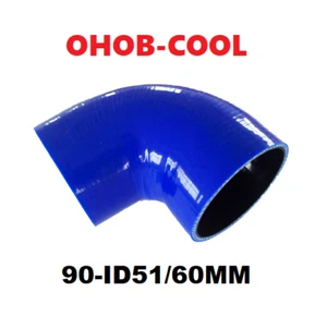 90 Degree Elbow 2" To 2.36" Silicone Reducer Turbo Intercooler Intake Hose Blue - Picture 1 of 7